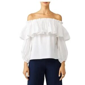 Alexis Women's Off Shoulder Barbie Top Ruffle 100% Cotton White Size XS